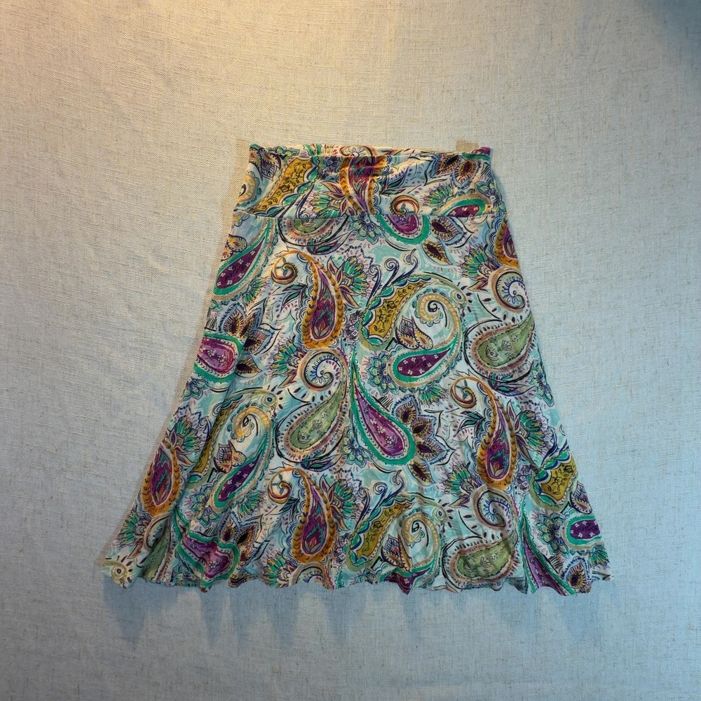 Salaam A-Line Midi Skirt Paisley Print Multicolor Women's Size Small